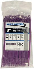 Kable Kontrol Purple Zip Ties 8 in 1000 Pack - Durable Cable