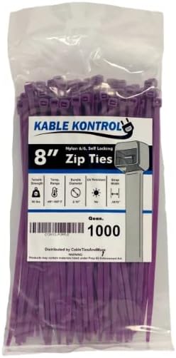 Kable Kontrol Purple Zip Ties 8 Inch - 1000 Pcs for All Needs