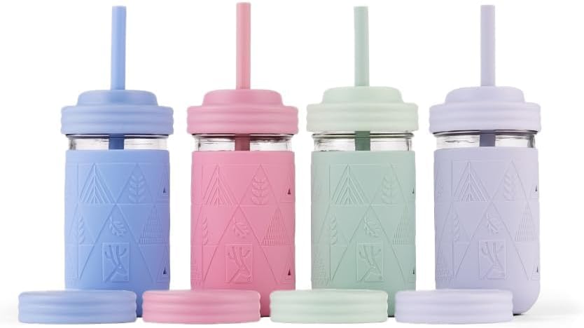 Elk and Friends Kids Glass Cups - 12oz Mason Jars for Fun