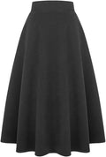 Long Plaid Wool Skirt for Womens - High Waist Flared Maxi