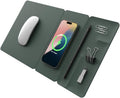 3-in-1 Wireless Charging Mouse Pad Deep Green - Desk Organizer