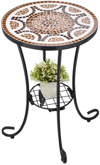 Mosaic Patio Table with Metal Frame for Outdoor Spaces