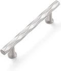 Brushed Nickel Cabinet Pulls 3.78 in Hole Center 10 Pack - Hammered