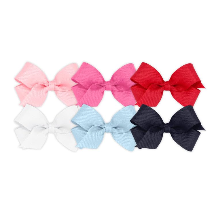 Wee Ones Girls' 6 Piece Bow Set with No-Slip Hair Clips