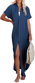 Dokotoo Womens Button Down Beach Cover Up - Lightweight Summer Dress