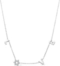 Love Letter Star Necklace with Jewish Star of David - Sterling Silver