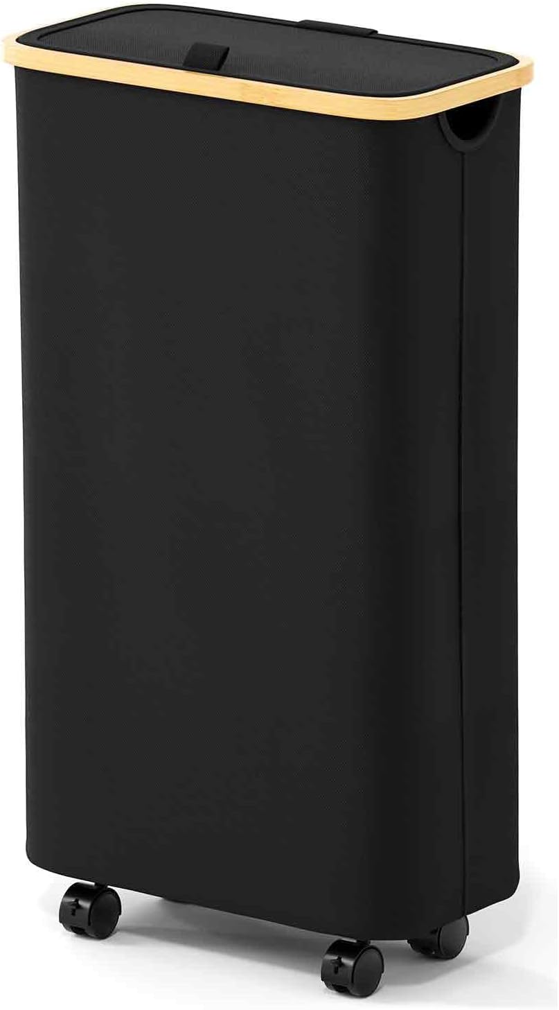 SpaceAid Slim Laundry Hamper with Wheels and Lid for Easy Use
