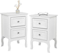 Bonnlo White Nightstand Set of 2 - Compact 2-Drawer Bedside Tables