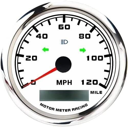 GPS Speedometer with Turn Signal High Beam 120 MPH White Dial