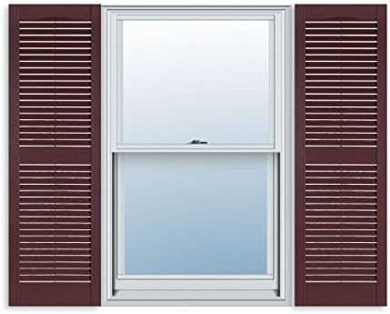 Exterior Solutions Standard Louver Vinyl Shutter Pair in Burgundy