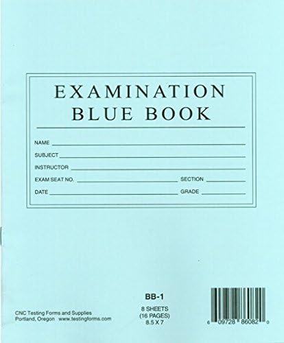 TestingForms 8.5 x 7 Blue Exam Test Booklet for Students