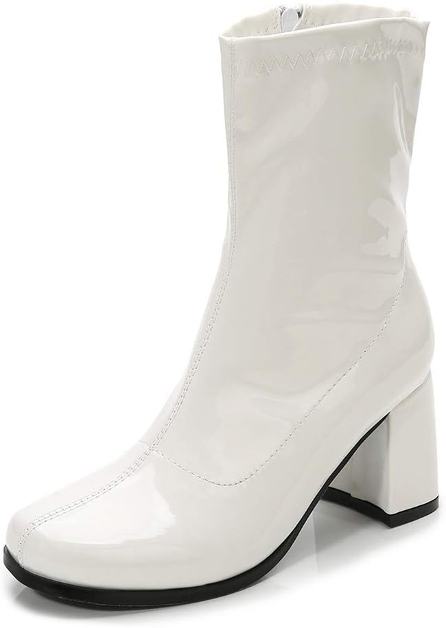 LIURUIJIA Women's Gogo Boots: Stylish Mid Calf Block Heels