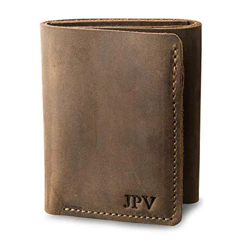 PEGAI Personalized Leather Trifold Wallet for Men, Slim Design