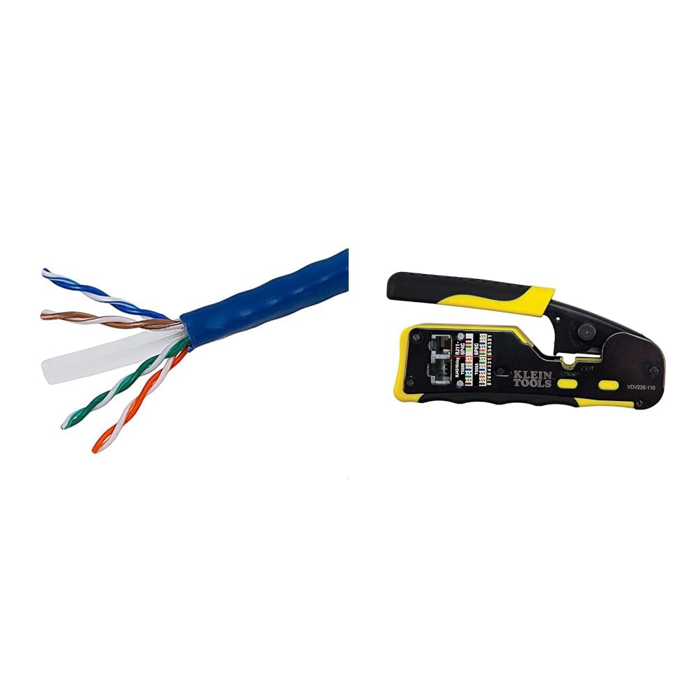 Monoprice Cat6 Ethernet Bulk Cable and Klein Tools Crimper Set