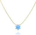 Opal Star of David Necklace Choker - Delicate Blue or White Opal