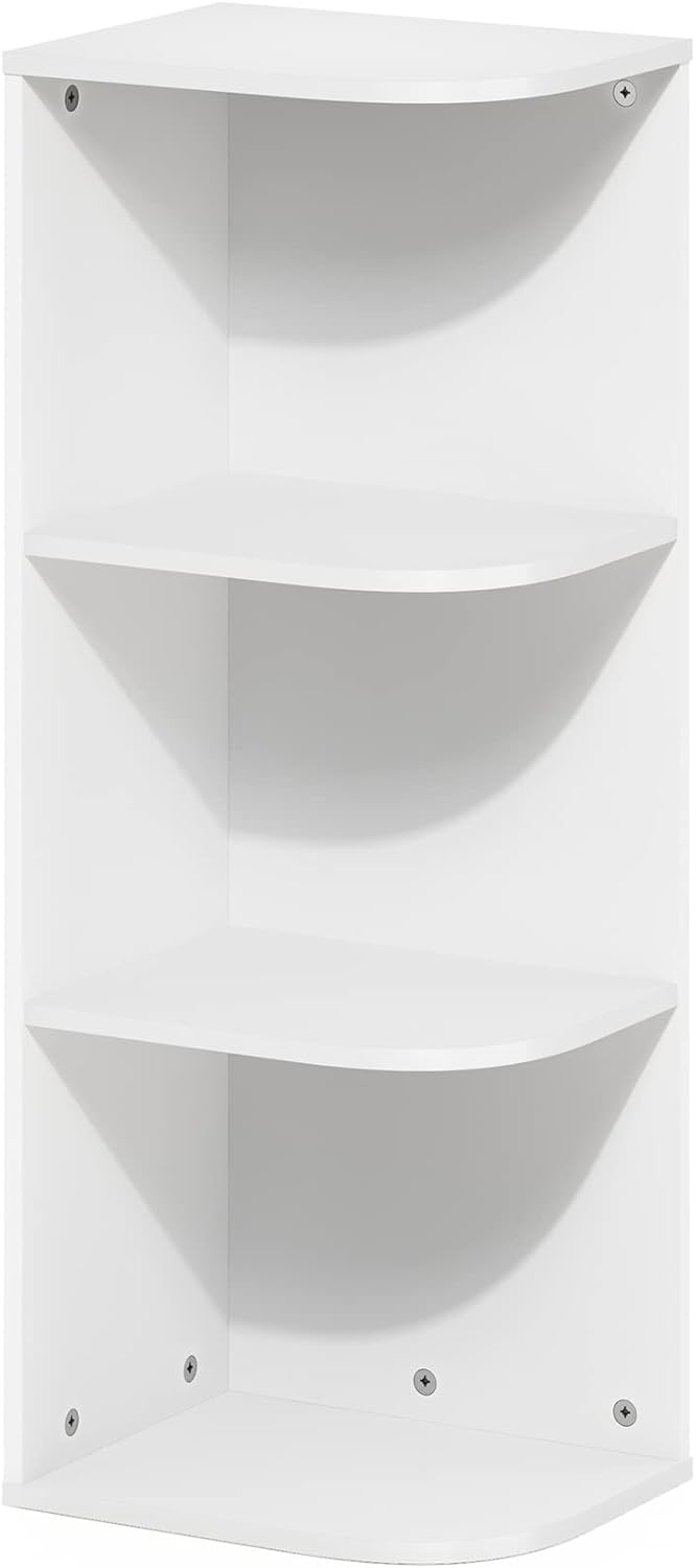 Furinno Pasir 3-Tier Corner Open Shelf Bookcase for Small Spaces