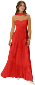 Womens Chiffon Bridesmaid Dresses with Scarf Long Strapless Prom Dress