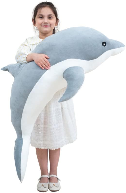 Giant Dolphin Plush Toy for Kids, Soft Whale Hugging Pillow