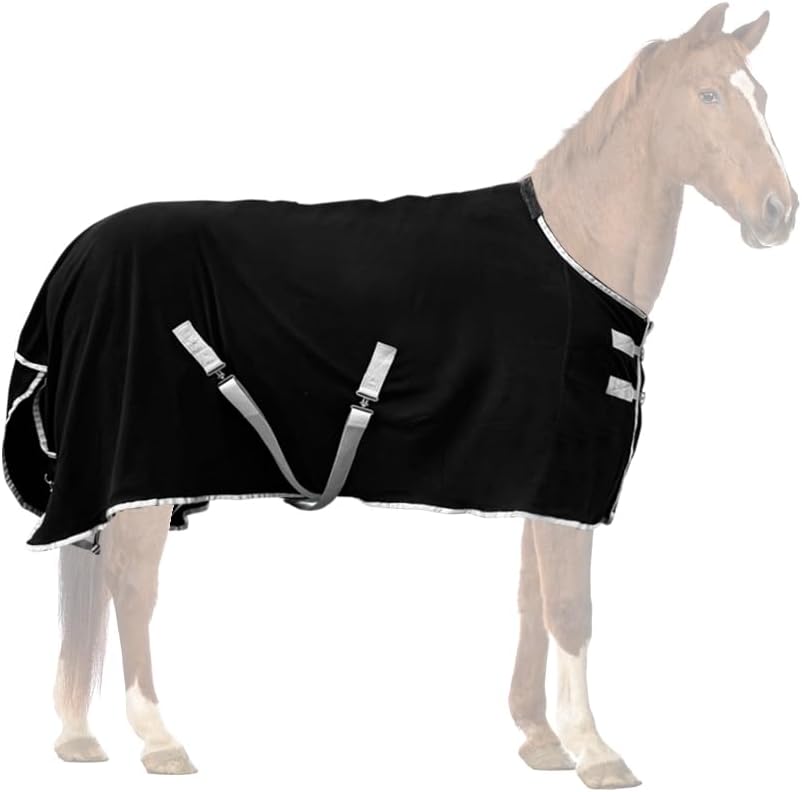 Fast-Drying Horse Fleece Cooler Blanket - 72in, Black