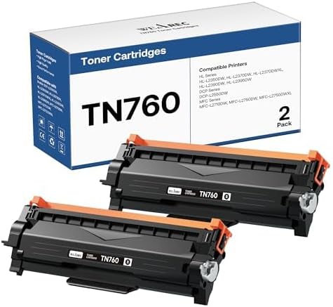 High Yield TN760 Toner 2-Pack for Brother Printers