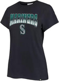 Women's Navy MLB Team Color Undertone Franklin Arched Wordmark T-Shirt