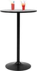 Modern Round Bar Table: Sturdy Metal Base, 40 Height, for Kitchen & Dining, Black
