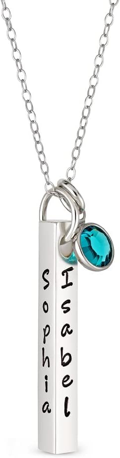 Personalized Hand Stamped Sterling Silver Bar Necklace Gift