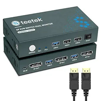 2 Port DP USB 3.0 KVM Switch for 4K@60Hz Display and More