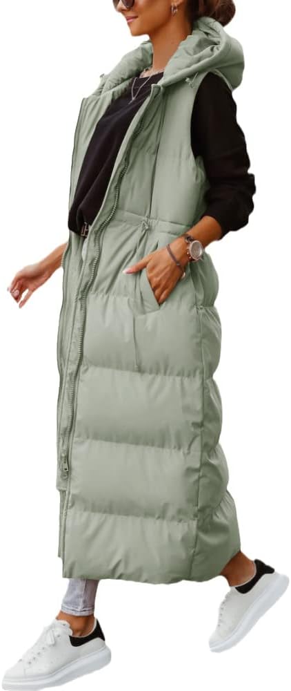 Shanfetl Women's Long Quilted Vest for Cozy Winter Style