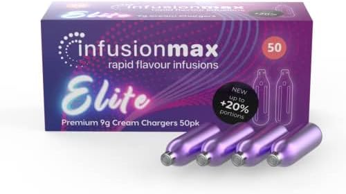 InfusionMax Whipped Cream Chargers - Food Grade Gas, 9g (50 Pack)