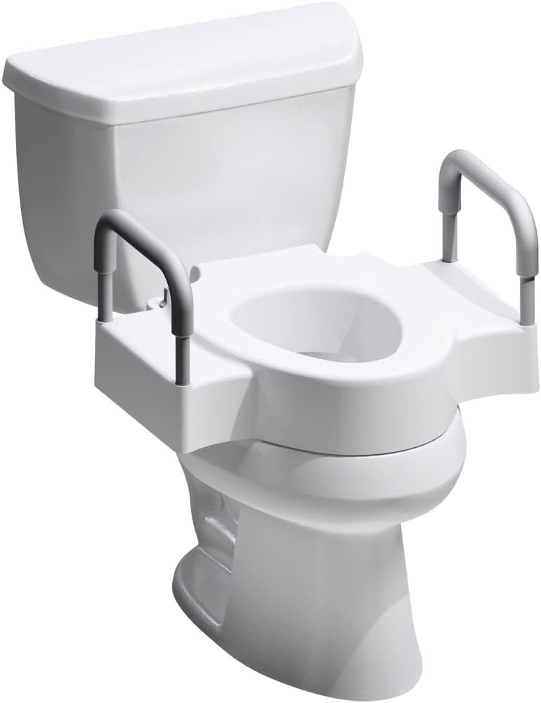Bemis Rise 4.5 in Raised Toilet Seat with Handles for Seniors