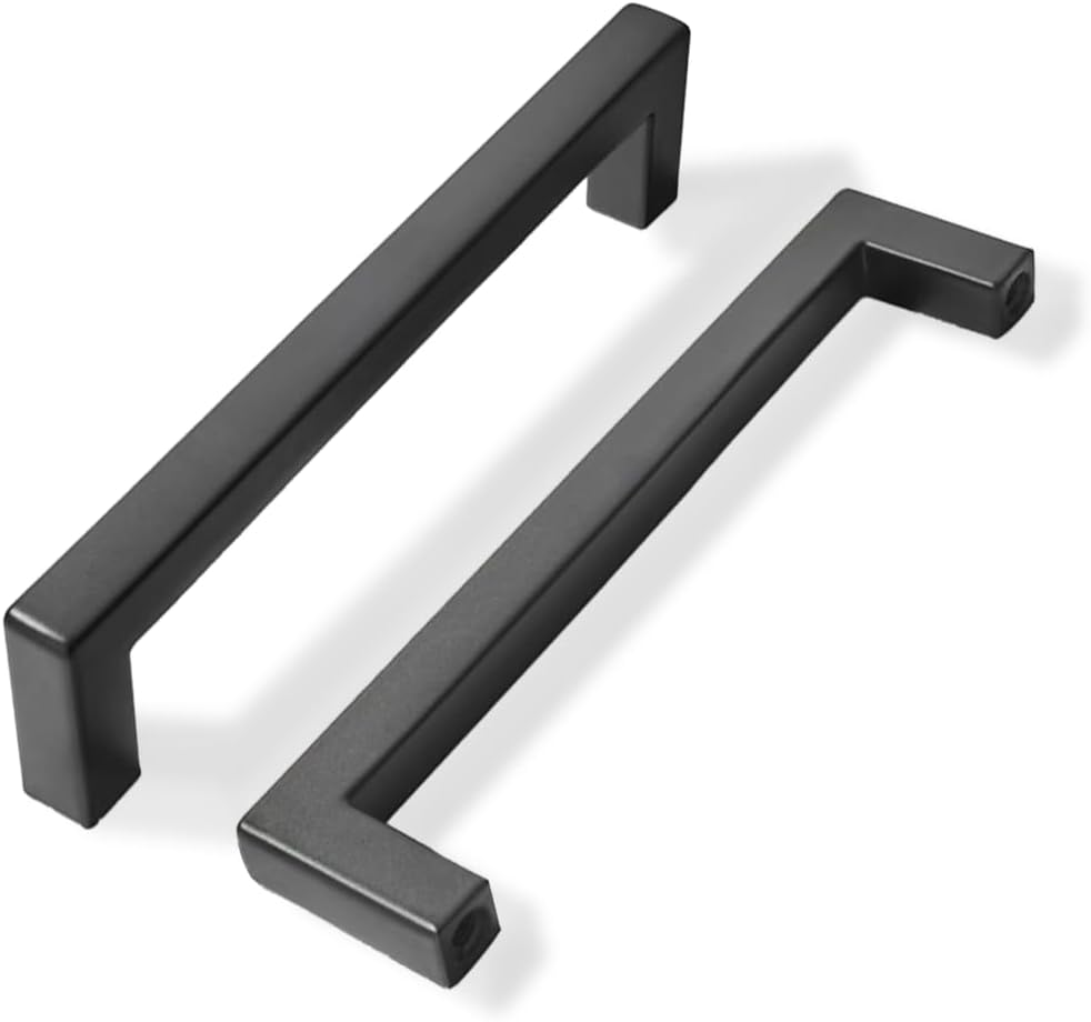 25 Pack 5 inch Center to Center Solid Matte Black Cabinet Pulls