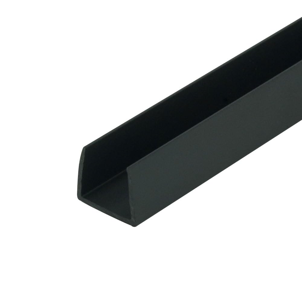 Black 1/2ft' Styrene Plastic U-Channel for Decorative Edging