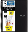 Five Star Spiral Notebook 5 Subject College Ruled - Durable All-Year
