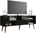 Madesa Black TV Stand, Cable Management, 55-65 Inch, Stylish Storage