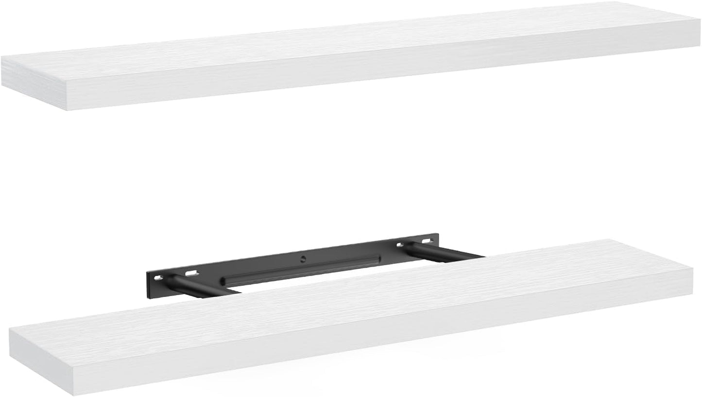 Floating Shelves for Wall Decor Storage - Set of 2, White