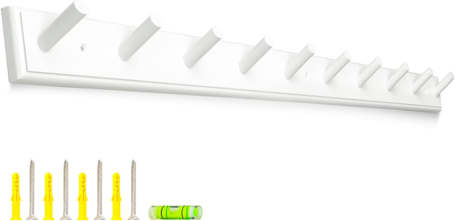 10-Peg Wooden Coat Rack: Organize Stylishly!
