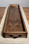 Farmhouse table trough tray - long wood dining centerpiece