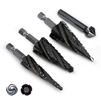 3 Pcs Step Drill Bits Set for Metal, Wood, and Plastic Projects