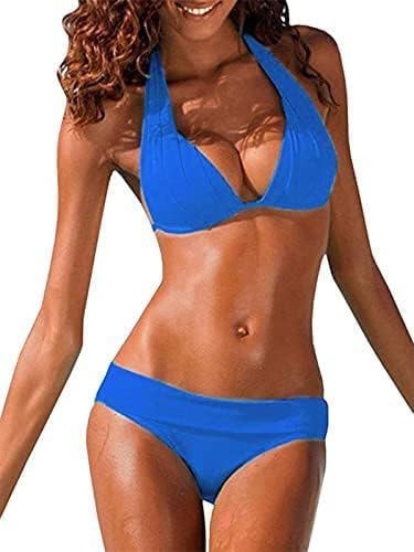 Womens Halter Padded Top Push Up Bikini Set for Beach Fun