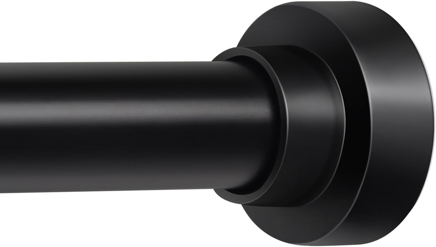 Adjustable No-Drill Shower Rod - Non-Slip Stainless Steel (Matte Black)