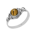 Tiger Eye Stone Ring Handmade 925 Sterling Silver Ring - Minimalist