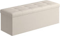 Faux Leather Storage Ottoman Bench 43 in - Foldable Storage Seat