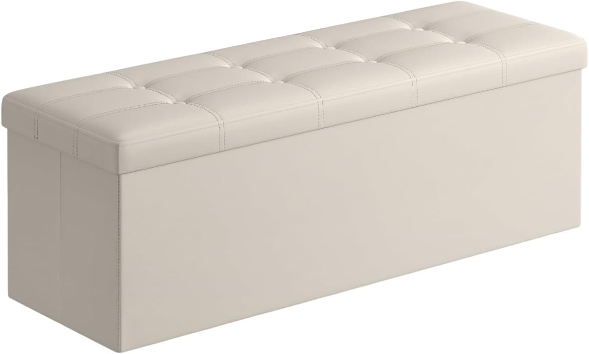 SONGMICS 43 Inches Folding Storage Ottoman Bench for Living Room