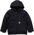 Carhartt Boys Flannel-Lined Hooded Canvas Insulated Zip-Up Jacket