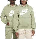 Nike Club Fleece Big Kids Hoodie Oil Green - Soft Lightweight Layer