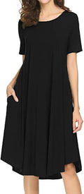Locryz Women's Short Sleeve Pocket Swing Dress for Casual Style
