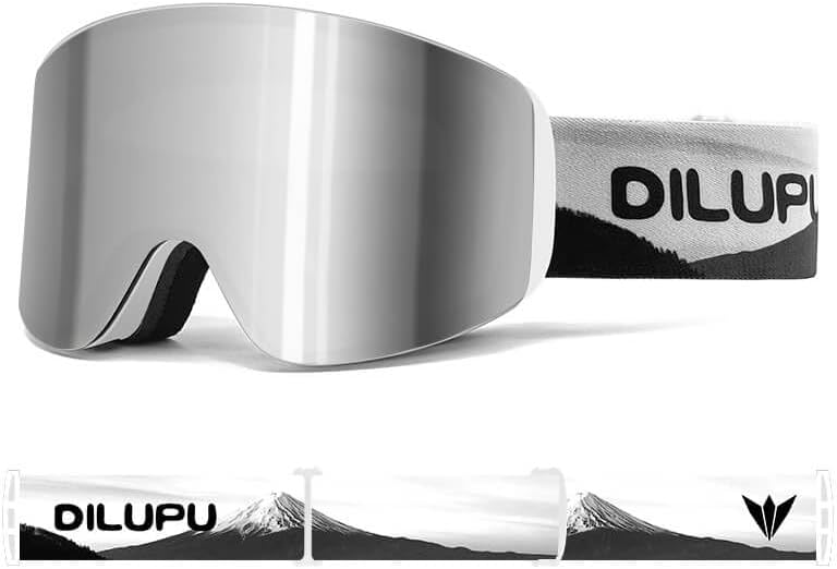 Frameless Anti-Fog Ski Goggles, UV400 Protection, Magnetic Lens