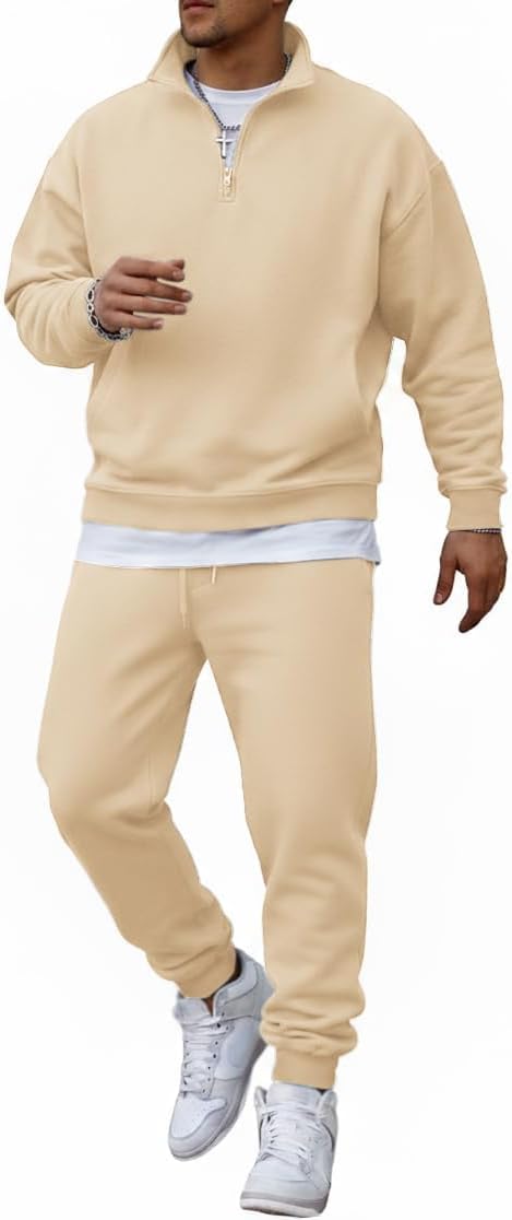 COOFANDY 2 Piece Set for Men Casual 1/4 Zip Track Suits