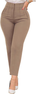 Womens Straight Leg Pants High Waisted Stretchy Work Trousers Clothing